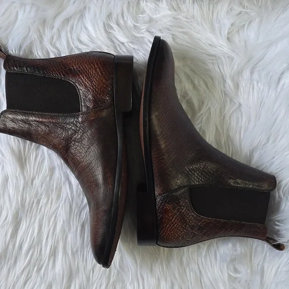 Crocodile Pattern Men's Leather Boots - Picture 3 of 16